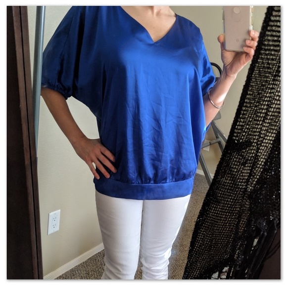Express Tops - Express Cobalt Blue Butterfly Blouse M